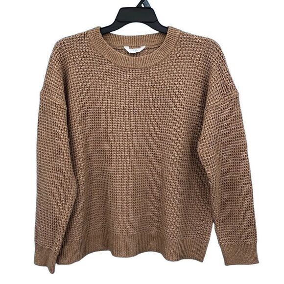 Women's Waffle Stitch Sweater with Long Sleeves, Midweight, Size XXXL - Picture 2 of 6